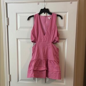Pink Cut Out Tiered Dress